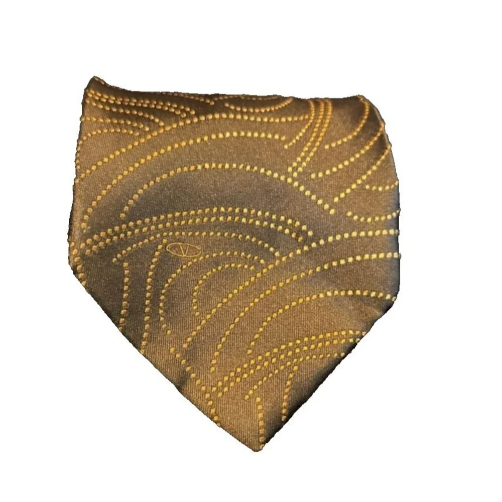 Valentino Tie 100 Percent Silk Brown Bronze Made in Italy